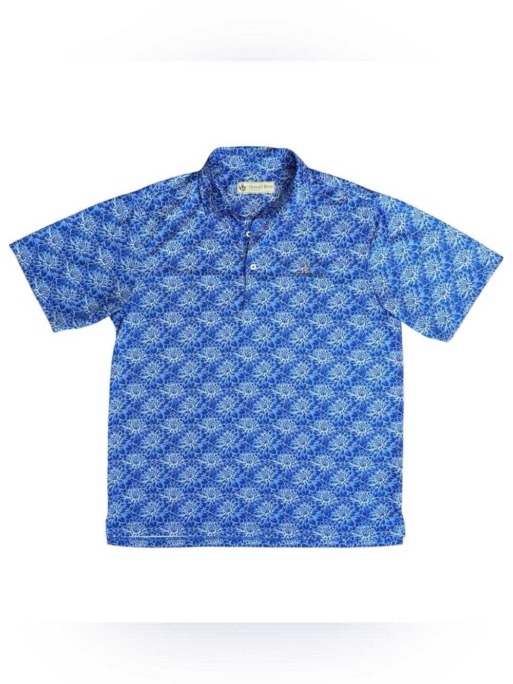 DONALD ROSS Men’s Blue Floral Short Sleeve Golf Polo Shirt